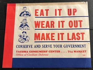 Pegatina para ventana TACOMA WA STATE WWII Home Front DEFENSA CIVIL CONSERVA Y SIRVE - Imagen 1 de 3