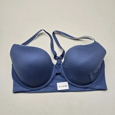 Victoria's Secret Women Bra 34DD Blue Body By Front Close Racerback Demi T Shirt - Image 1 of 4