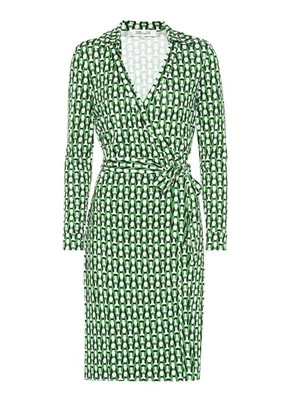 VESTIDO ENVOLVENTE DIANE VON FURSTENBERG JEANNE TWO VERDE SEDA 8 $498 Foto 1 de 4