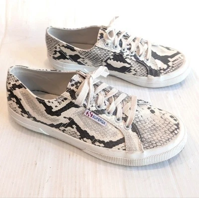 SUPERGA Women's Black And White Snake Print Sneakers Size 8 - Image 1 of 4