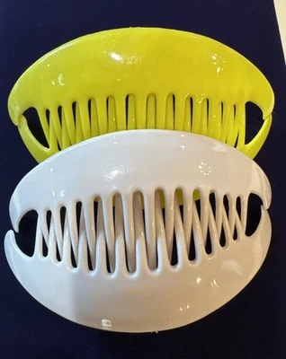 2 Vintage Hair Cincher Clip Banana Comb Holder Blush And Yellow Large - Image 1 of 4