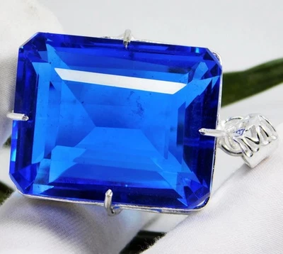 Colgante natural de 101,95 quilates Tanzania azul tanzanita piedra preciosa corte esmeralda certificado Foto 1 de 4