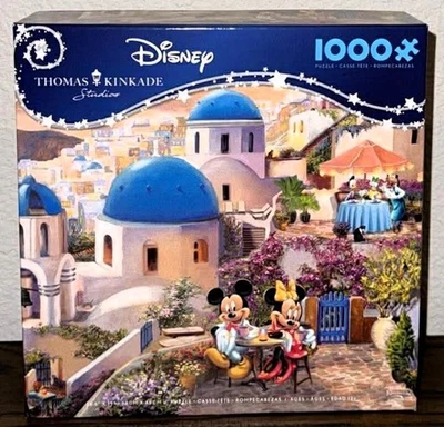 Ceaco Disney Thomas Kinkade Puzzle Mickey & Minnie In Greece 1000 Piece Jigsaw - Image 1 of 4