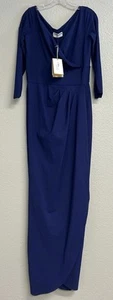 Chiara Boni NWT $1000 Women's Blue Long Gown Dress Size 12 Maxi Fancy - Picture 1 of 15