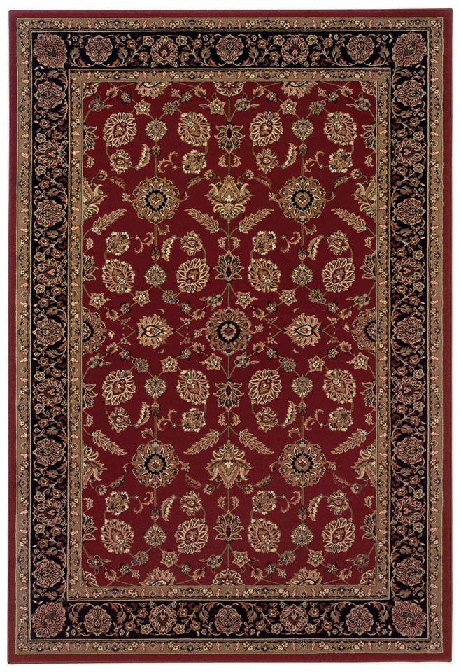 Tapete de área 6'x9' Sphinx bordered red flowers scrolls 271C3 - Aprx 6' 7" x 9' 6" - Imagem 1 de 1