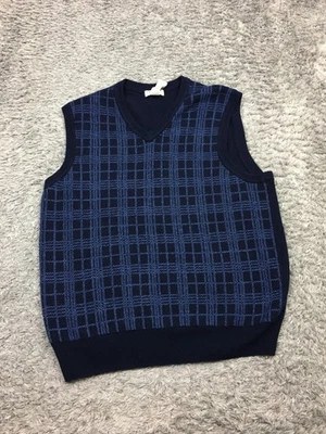 Chaleco Suéter Dockers Para Hombre Talla Mediana Azul Patrón A Cuadros 100% Acrílico Foto 1 de 4