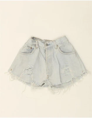 LEVI'S Womens Distressed Denim Shorts UK 2 2XS W22 Blue AP03 - Image 1 of 4