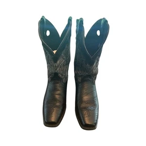Laredo schwarz Leder Cowboy Western Slipper hohe eckige Zehenpartie Stiefel Herren Größe 12 - Bild 1 von 11