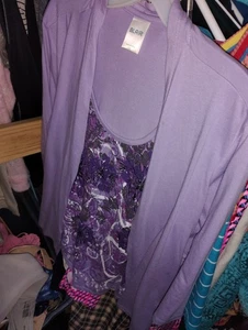 blair large Baumwollmischung lila Zweiteiler Langarmshirt Basic Large - Bild 1 von 1