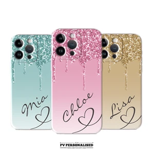 Personalisierte Handyhülle Name Silikon Abdeckung für iPhone 11 12 13 14 15 Pro Max - Bild 1 von 18