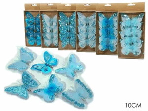 1 Set da 4 Farfalle con Molletta 10 cm Blu Modelli Assortiti - Foto 1 di 1