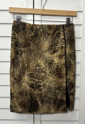 Falda lápiz de piel con estampado de leopardo Worth New York para mujer talla 0 Foto 1 de 4