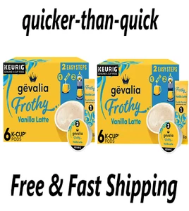 2 Box Frothy Vanilla Latte Espresso Gevalia 6 Count K Cup Pods For Keurig Brew - Picture 1 of 1