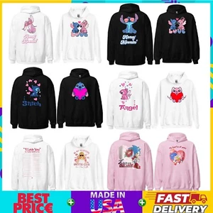 Stitch Angel Couple Hoodie Men's and Women's Casual Valentine's Day Gift S-4XL - Picture 1 of 17