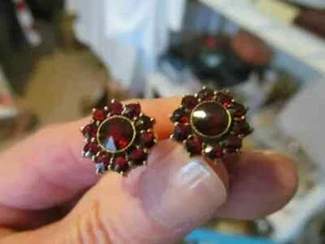 2Ct Round Cut Lab-Created Red Garnet Women's Stud Earring 14K Yellow Gold Plated - Picture 1 of 6