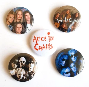 ALICE IN CHAINS Badge Button Set 25mm 1" Pins Pinback grunge 90s Cantrell Staley - Picture 1 of 8