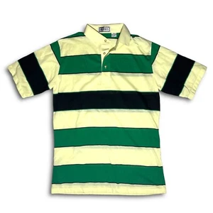 Jersey a Rayas Años 80 Vintage Polo Aureus Amarillo Verde Azul Marino Manga Corta - Imagen 1 de 5