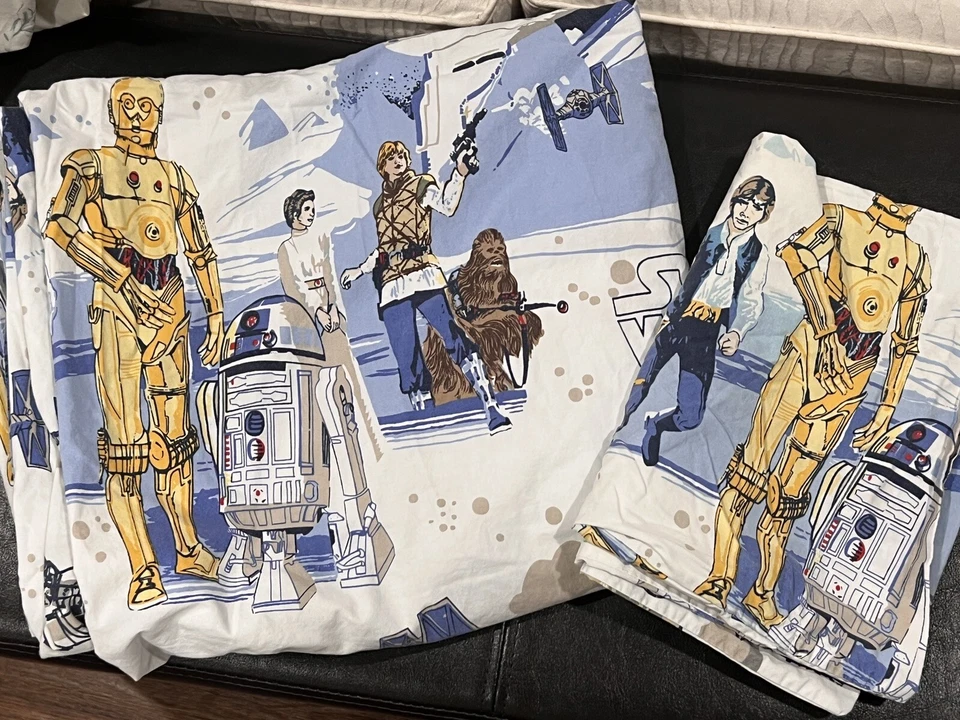 Sábana plana y funda de almohada Pottery Barn Kids Star Wars The Empire Strikes Back doble Foto 1 de 4