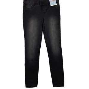 Cat & Jack Girls Jeggings Jeans Size 10 Faded Wash Black Denim Pull On New - Picture 1 of 7