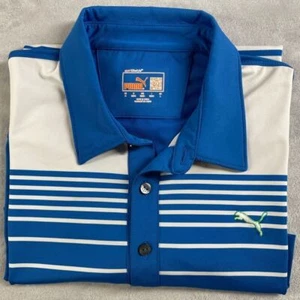Puma Golf Polo Dry Cell Size Men's Medium Striped Blue Aqua - Picture 1 of 9