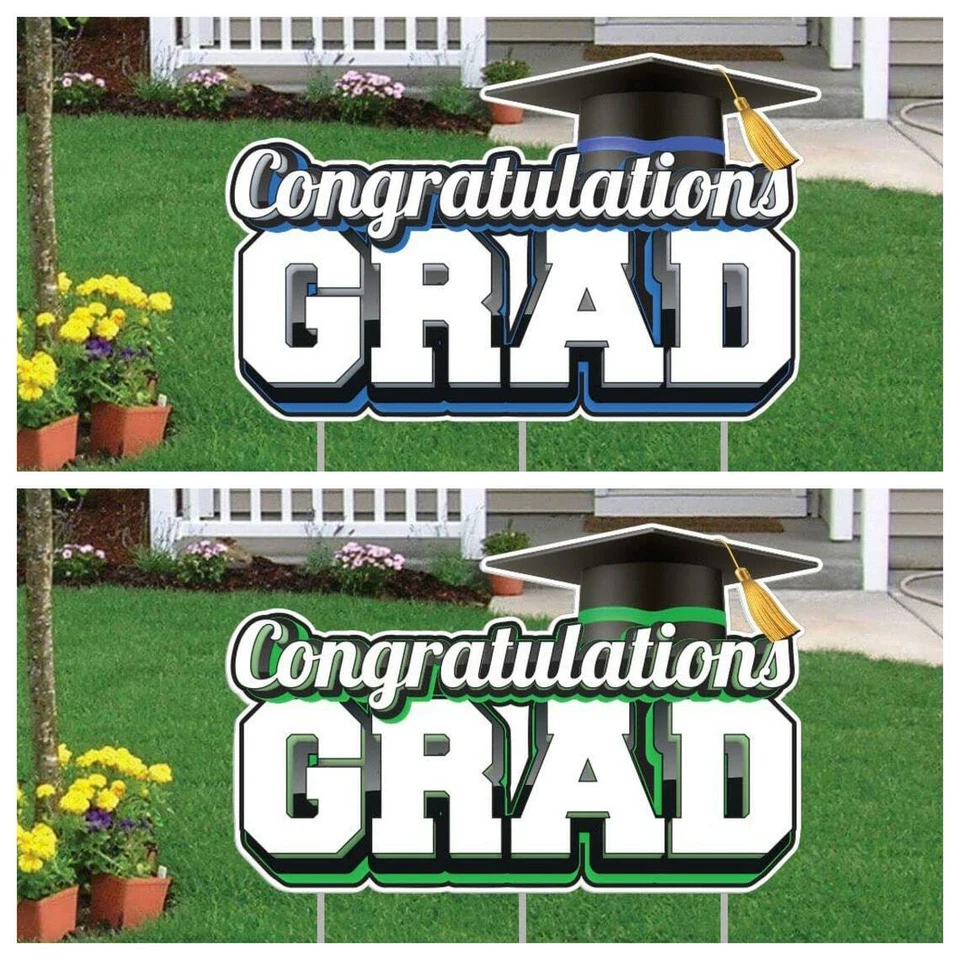 Letrero Jumbo de felicitación de patio de graduación, exhibición de tarjetas de patio de graduación, fiesta de graduación Foto 1 de 4