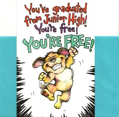 Funny Congratulations Graduation You're Free Junior High Greeting Card - Image 1 of 3
