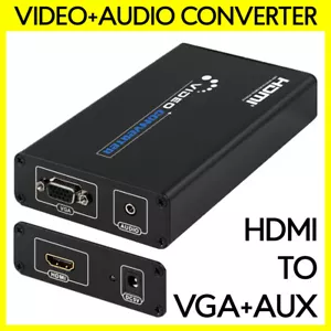 HDMI to VGA + 3.5mm Stereo Audio Converter HDMI to VGA + AUX L+R Adapter Powered - Picture 1 of 5