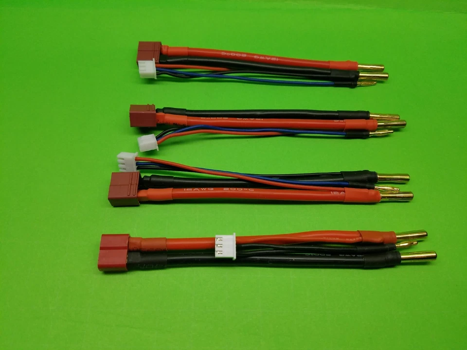 4 PACK 4mm Bullet to deans t plug LiPo Battery Harness 2S 7.4v GENS ACE ZIPPY  - Image 1 of 1