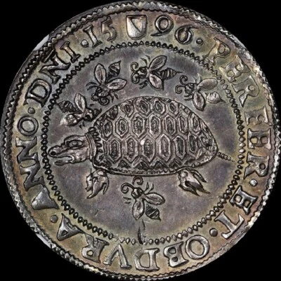 RARE FINEST & ONLY @ PCGS & NGC MS63 1596 NETHERLAND UTRECHT SILVER MEDAL TONED  - Image 1 of 4