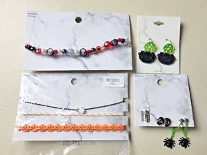 HALLOWEEN JEWELRY LOT-4-NECKLACES-4 EARRINGS-TARGET CLOSEOUTS-NEW - Picture 1 of 6