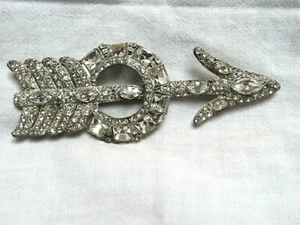 "Enorme prendedor de piel de abrigo con forma de flecha de diamantes de imitación de 5"" de colección ¡Súper! ¡Raro! - Imagen 1 de 11