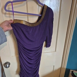Purple Rare One Shoulder Ruched Dress - Picture 1 of 12