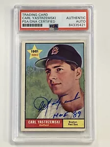 CARL YASTRZEMSKI 1961 Topps #287 Boston Red Sox HOF Auto Firmato PSA DNA - Foto 1 di 2