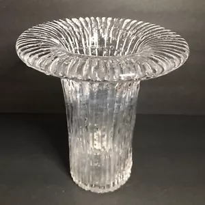 Iittala Timo Sarpaneva Scandinavian Art Glass Ribbed Fluted Top Vase - Picture 1 of 12