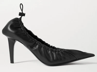 NIB Balenciaga Scrunch Knife Black Leather Drawstring Pointed Pumps 41 11 $995 - Image 1 of 4