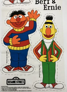 Rare Vintage Sesame Street Bert & Ernie Craft Fabric Panel Pillow Toy Doll - Picture 1 of 14