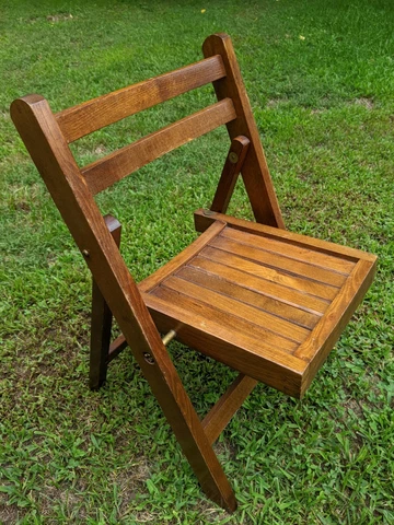 Vintage 21" Solid Maple Child's Flat-Folding Deck Chair w/Slatted Seat Cover