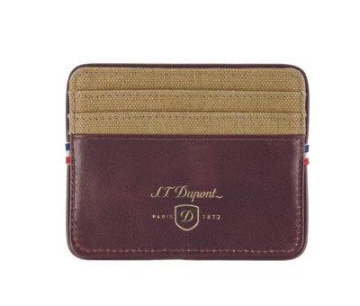 S.T. Carteira Porta-Cartão Dupont Couro Bege e Conhaque, 190301, Nova Na Caixa - Imagem 1 de 4