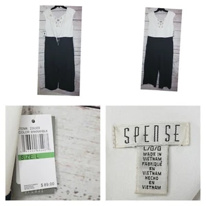 Spense Blue And White Jumpsuit Tie Front And Zipper Back - Picture 1 of 12