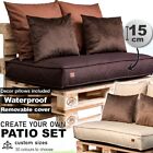 Premium Garden Pallet Cushion Set:  base  120x65 + 2 backrests +2 decor pillows
