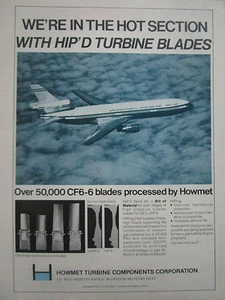 10/1977 PUB HOWMET TURBINE COMPONENT GE CF6-6 ENGINE BLADE DOUGLAS DC-10 AD - Picture 1 of 1