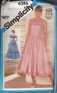 Vintage 1984 Simplicity Pattern 6386 Gunne Sax Party Prom Dress Size 10 Uncut