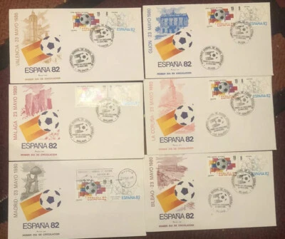 MUNDIAL DE FUTBOL ESPAÑA 1982 SOBRE 1ER DIA DE CIRCULACION 6 Unidades - Imagen 1 de 4