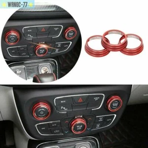 Aluminum Red Central Console AC Knob Cover Trim New For Jeep Compass 2017-2021 - Picture 1 of 11