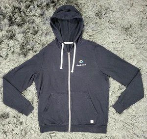 Felpa con cappuccio uomo Marine Layer Google Cloud piccola nera full zip logo tecnico - Foto 1 di 16
