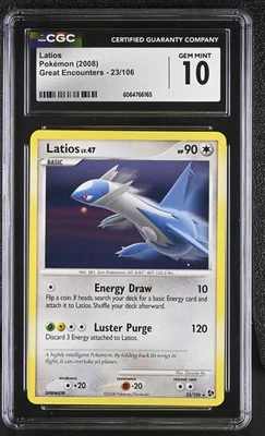 CGC 10 GEM MINT Latios 2008 Great Encounters 23/106 Pokemon Card - Image 1 of 2