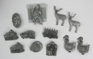 NEW Wholesale Lot of 12 Pewter Pins Assorted Made in USA Deer Goose Moon Bus Cat - Picture 1 of 7