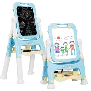 Kids Easel Double Sided Art Easel Paint Fun Adjustable Height w/Accessories Blue - Picture 1 of 6