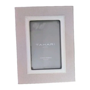 Cream Beige Picture Frame 5.5 x7.5" Fits 4" X 6" Photo TAHARI Home -Fabric - Picture 1 of 4