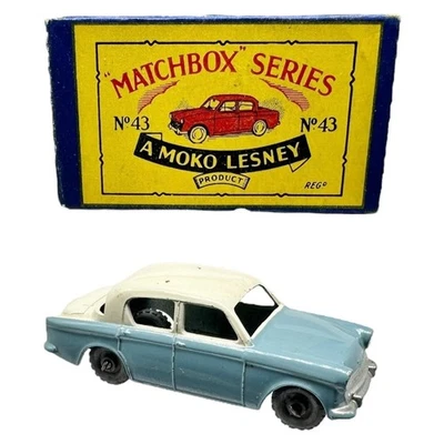 **MATCHBOX** MOKO LESNEY NO.43A *HILLMAN MINX* *B2 BOX* LIGHT BLUE / CREAM 1950s - Image 1 of 4
